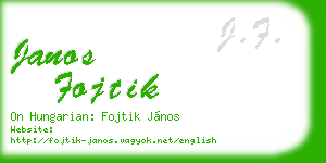 janos fojtik business card